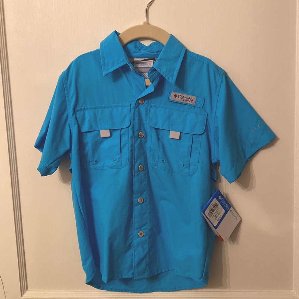 Blue Columbia PFG Boys Short sleeve shirt size XS